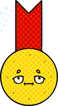 comic book style cartoon gold medal vector