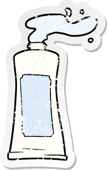 distressed sticker of a cartoon cream in tube vector
