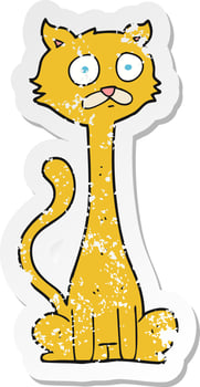 retro distressed sticker of a cartoon cat vector