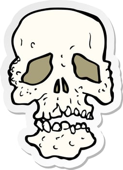 sticker of a cartoon skull vector