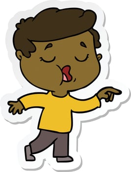 sticker of a cartoon man talking vector