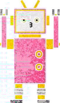 retro illustration style cartoon robot vector