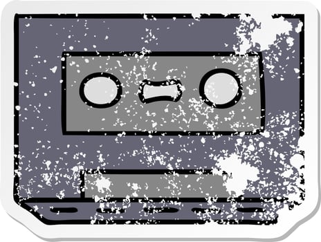 distressed sticker cartoon doodle of a distressed sticker cassette tape vector