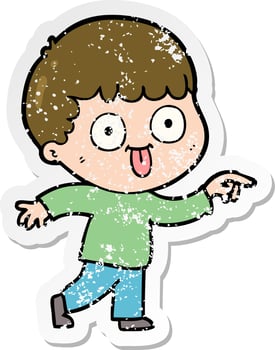 distressed sticker of a cartoon man staring vector