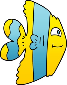 quirky gradient shaded cartoon fish vector