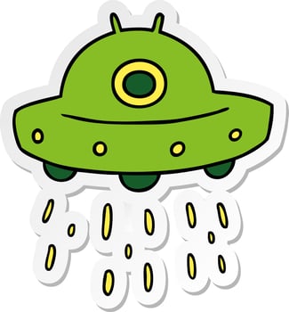 sticker cartoon doodle of an alien ship vector
