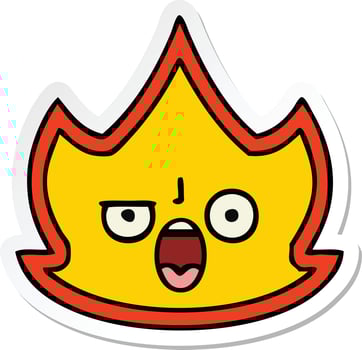 sticker of a cute cartoon fire vector