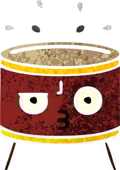 retro illustration style cartoon drum vector