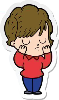 sticker of a cartoon woman vector