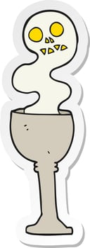 sticker of a cartoon spooky halloween goblet vector