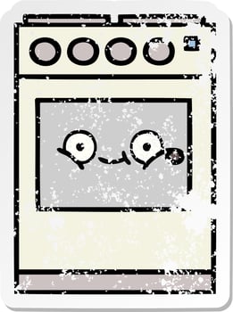 distressed sticker of a cute cartoon kitchen oven vector