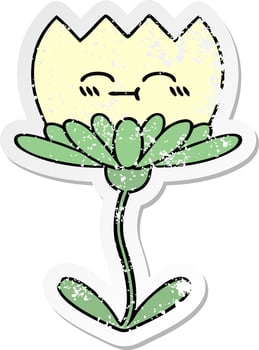 distressed sticker of a cute cartoon flower vector