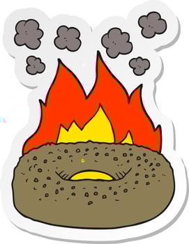 sticker of a cartoon bagel vector