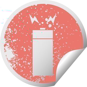 distressed circular peeling sticker symbol old battery vector