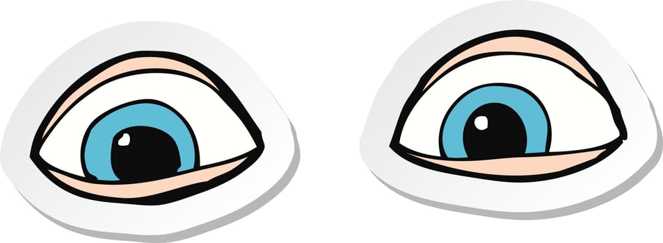 sticker of a cartoon eyes vector