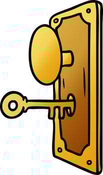 gradient cartoon doodle of a door handle vector
