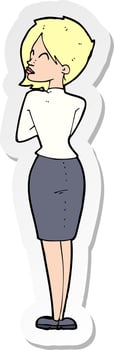 sticker of a cartoon businesswoman ignoring vector