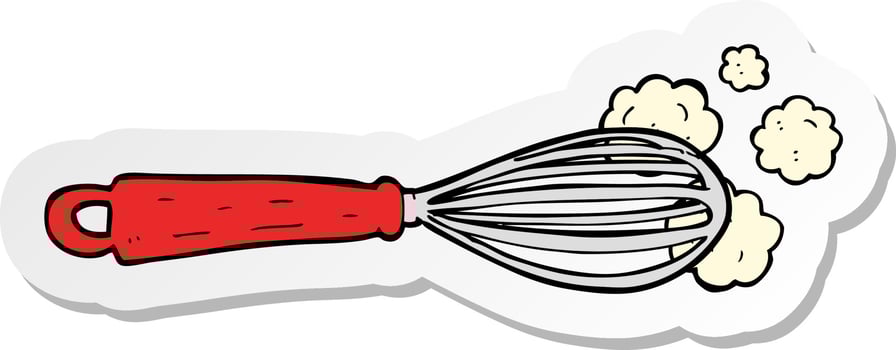 sticker of a cartoon whisk vector