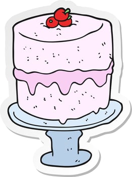 sticker of a cartoon cake vector