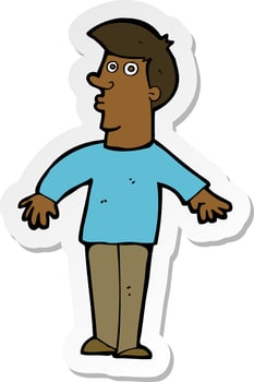 sticker of a cartoon surprised man vector