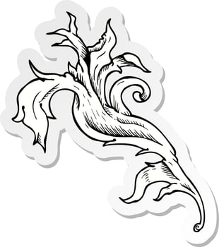 sticker of a traditional hand drawn floral swirl vector
