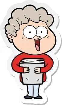 sticker of a cartoon happy man vector