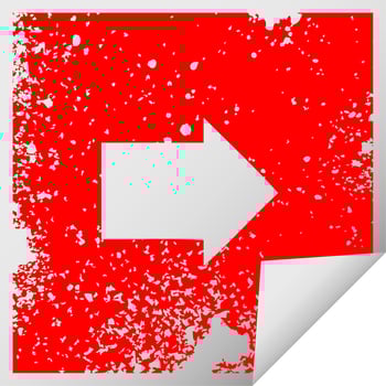 distressed square peeling sticker symbol arrow symbol vector