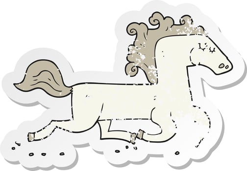 retro distressed sticker of a cartoon running horse vector