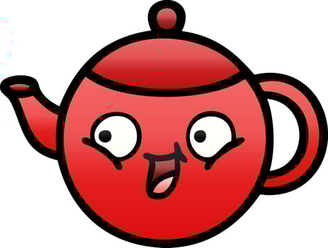 gradient shaded cartoon teapot vector