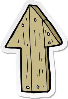 sticker of a cartoon wooden direction arrow vector