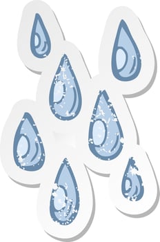 retro distressed sticker of a cartoon raindrops vector