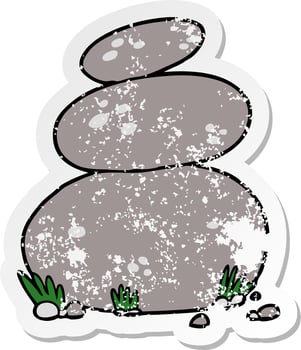 distressed sticker of a cartoon large stacked stones vector