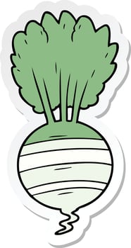sticker of a cartoon root vegetable vector