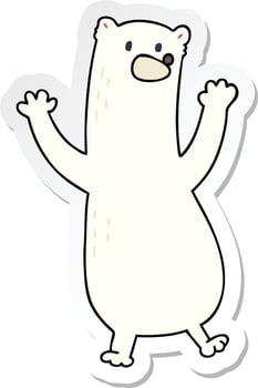 sticker of a quirky hand drawn cartoon polar bear vector