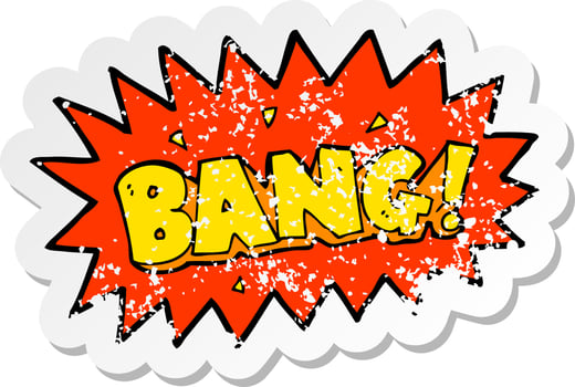 retro distressed sticker of a cartoon explosion vector