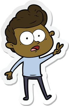 sticker of a cartoon staring man vector