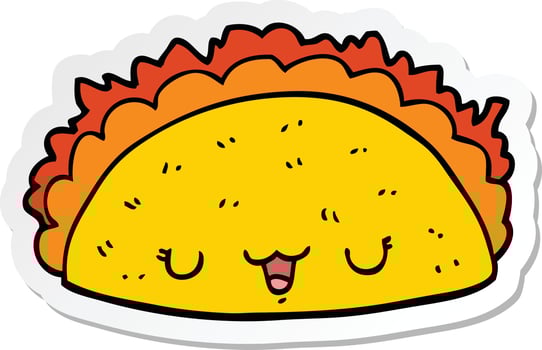 sticker of a cartoon taco vector