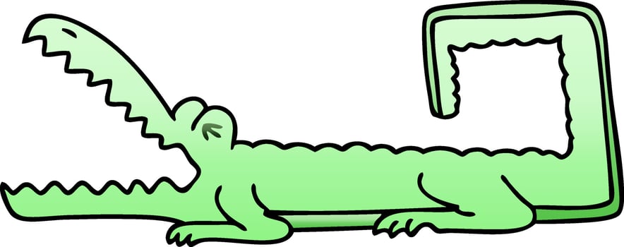 quirky gradient shaded cartoon crocodile vector