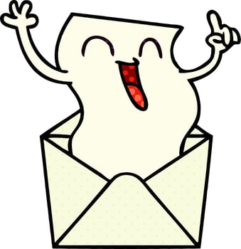 quirky comic book style cartoon happy letter vector