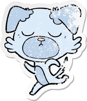 distressed sticker of a cute cartoon dog vector
