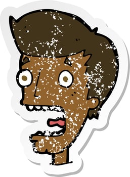 retro distressed sticker of a cartoon terrified man vector