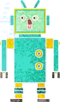 retro illustration style cartoon robot vector