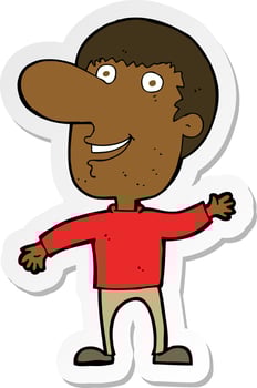 sticker of a cartoon waving man vector
