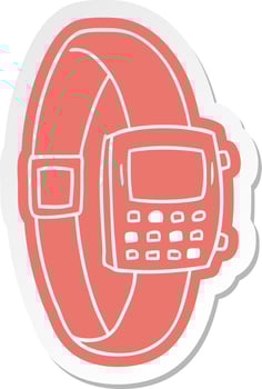 cartoon sticker of a retro watch vector