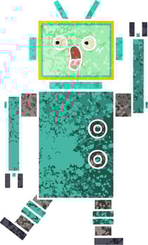 retro illustration style cartoon robot vector