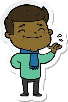 sticker of a happy cartoon man vector