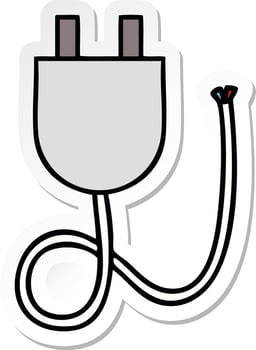sticker of a cute cartoon electrical plug vector