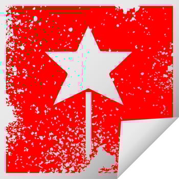 distressed square peeling sticker symbol star wand vector