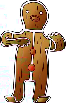 gradient cartoon doodle of a gingerbread man vector
