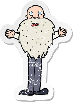 retro distressed sticker of a cartoon bearded old man vector
